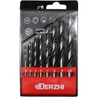 Набор свёрл по дереву Derzhi, HSS, 3-10 мм, 8 шт  картинка